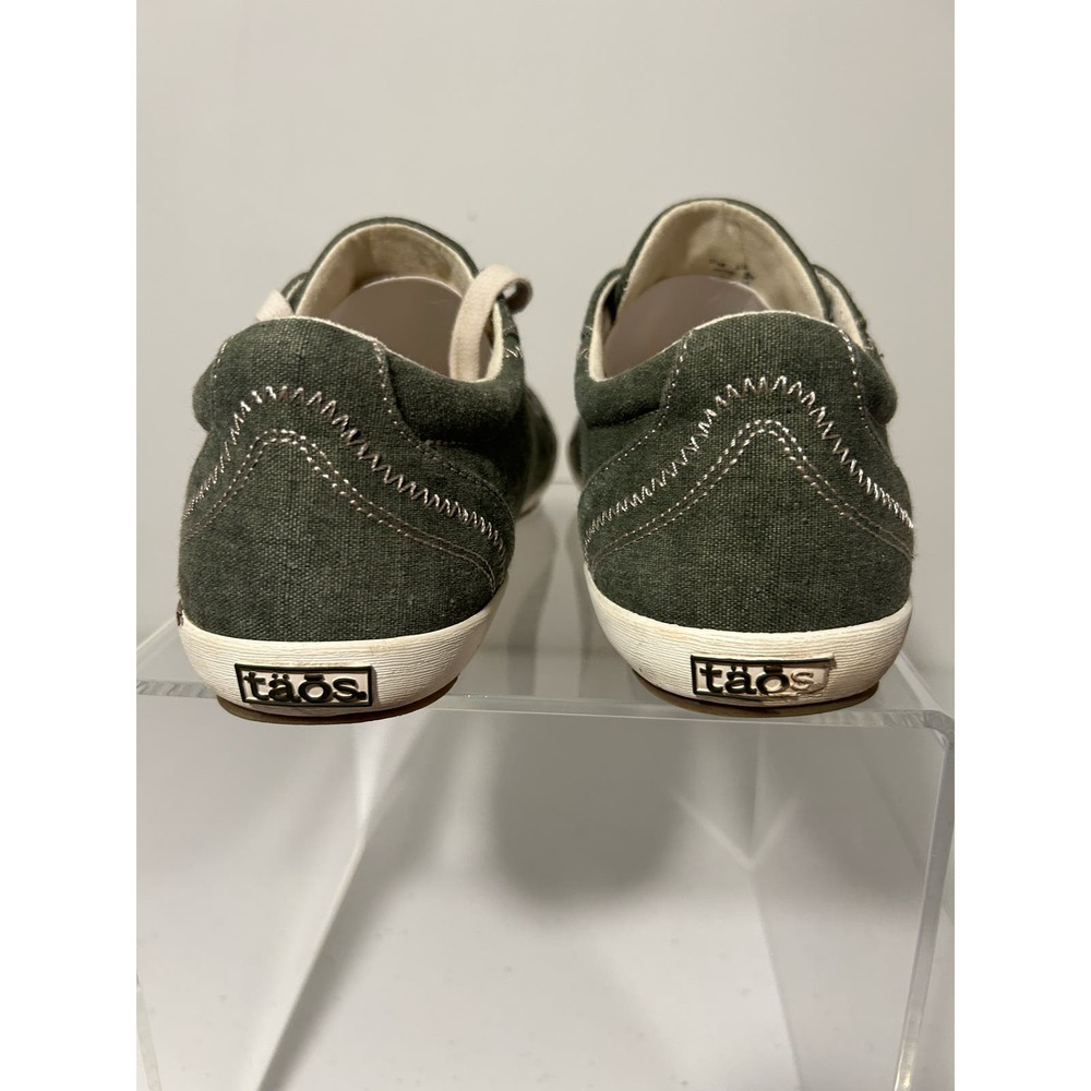 Taos Star Womens 9 Green White Shoes Sneakers Canvas Casual Lace Up Low Top - Picture 9 of 13